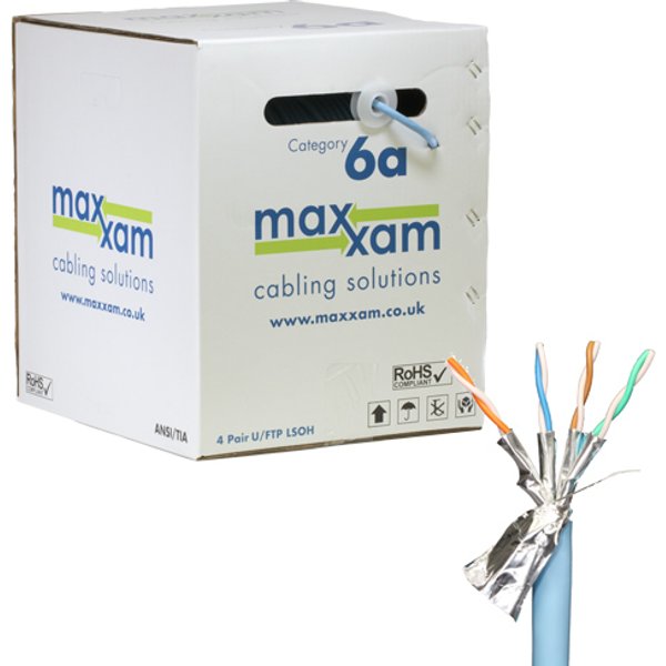 Cablenet Cat6a Ice Blue F/FTP LSOH 23AWG Solid CPR Dca Cable 305m Reel