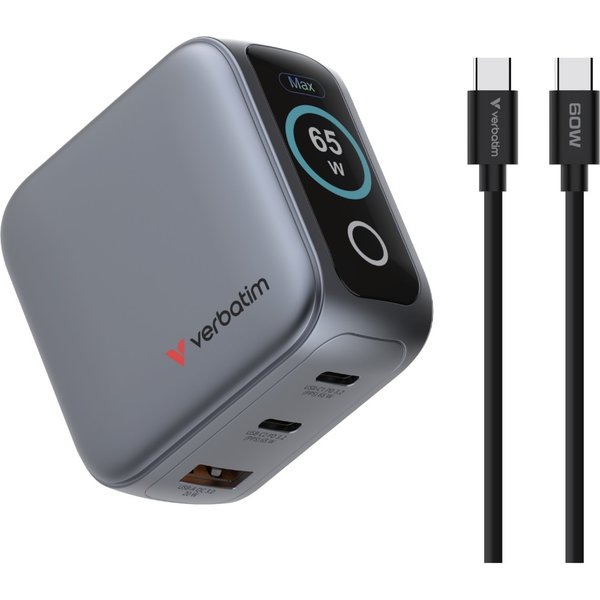 Verbatim Mini GaN Charger 65W with Display