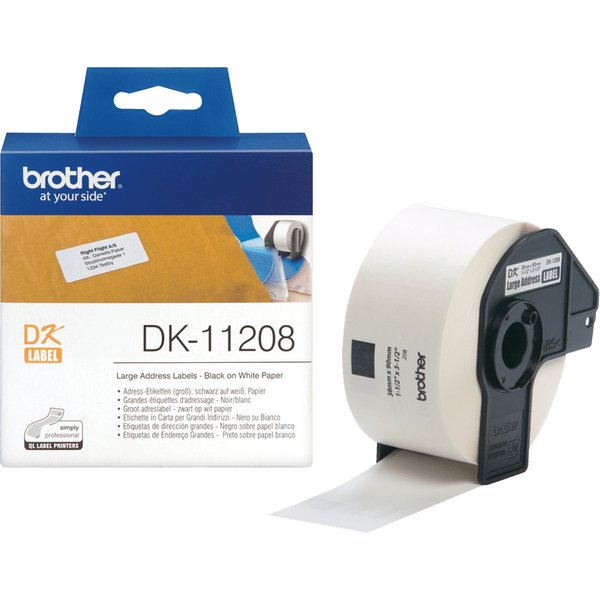 Brother DK-11208 DirectLabel Etikettes 38mm x 90mm 400 for Brother P-T