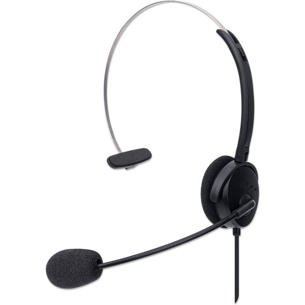 Manhattan Mono Over-Ear Headset (USB) Microphone Boom (padded) Polybag Packaging Adjustable Headband In-Line Volume Control Ear Cushion USB-A for both sound and mic use cable 1.5m Three Year Warranty Wired Office/Call center 20 - 20000 Hz