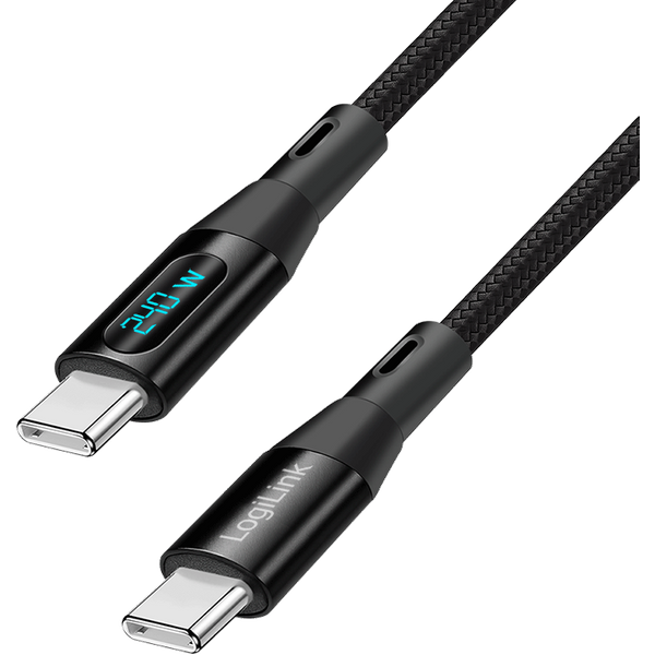 LogiLink USB 2.0 Type-C cable. C/M to C/M. 480 Mbps. 240W. display. ny