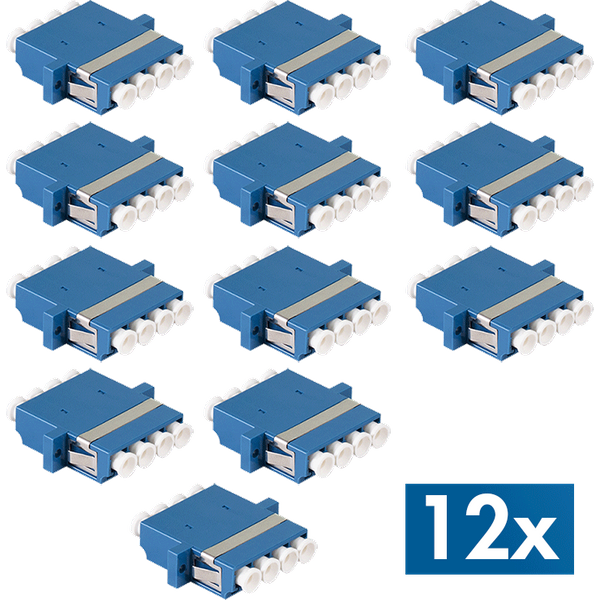 LogiLink Fiber Adapter LC Quad. 12 pieces. with flange. OS2. blue