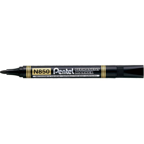 Pentel N850 Permanent Marker Bullet Tip Black - Pack of 12
