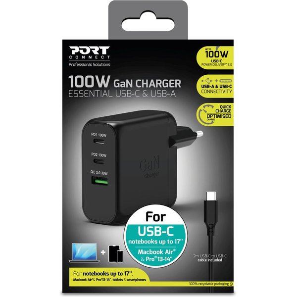 Port Designs CHARGER TYPE C PD 100W GAN 2C1A
