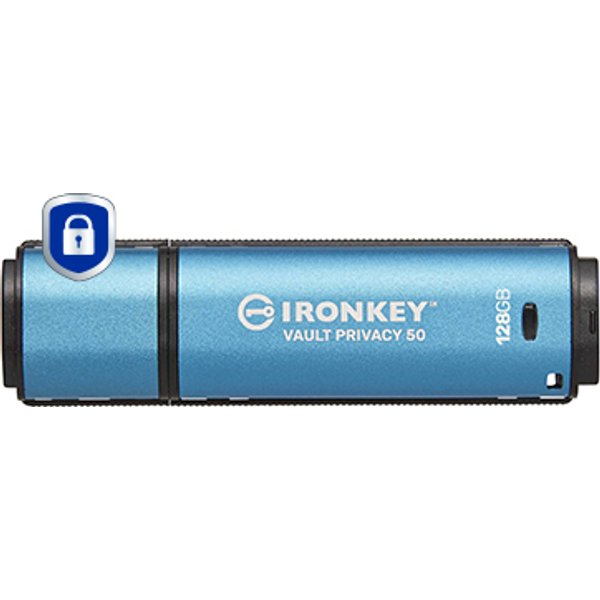 Kingston Technology IronKey 128GB Vault Privacy 50 AES-256 Encrypted.
