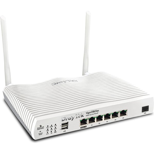 Draytek Vigor 2865ax Wi-Fi 6 (802.11ax) Dual-band (2.4 GHz / 5 GHz) Ethernet LAN ADSL2 White Tabletop router