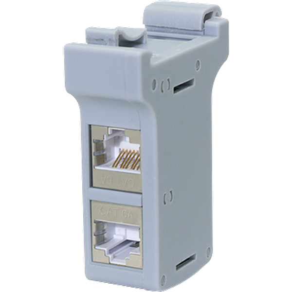 LogiLink DIN rail mounting adapter with two Cat.6A inline couplers