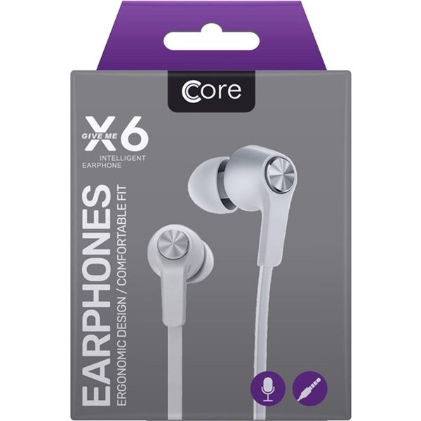 CORE X6 3.5mm Jack Earphones - White