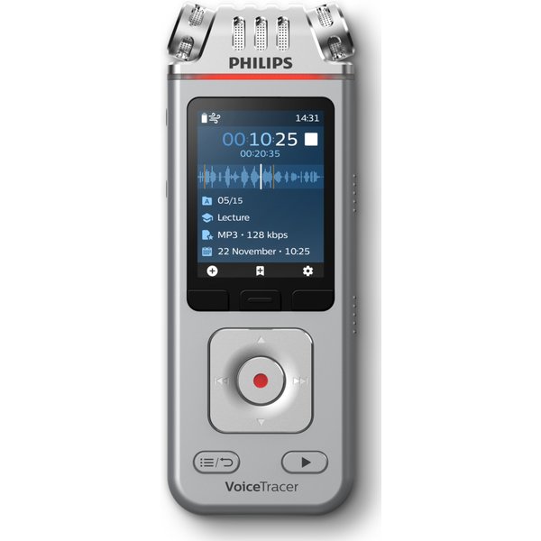 Philips DVT4115 Digital Voice Tracer Flash card Chrome. Silver