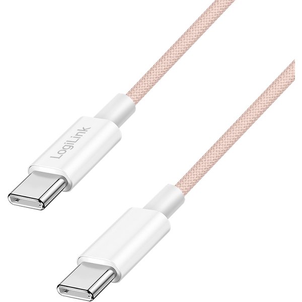 LogiLink USB 2.0 Type-C cable. C/M to C/M. nylon jacket. 60W. pink. 1.
