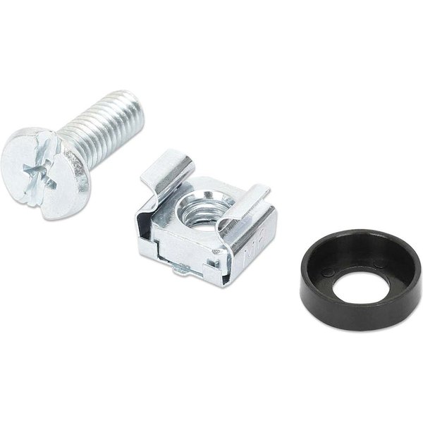 Intellinet Cage Nut Set (100 Pack) M6 Nuts Bolts and Washers Suitable for Network Cabinets/Server Racks Plastic Storage Jar Lifetime Warranty