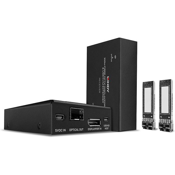 Lindy 300m Fibre Optic DisplayPort 1.2 and USB KVM Extender