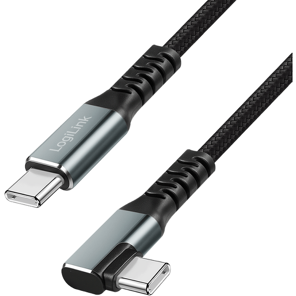 LogiLink USB 3.2 Gen2 Type-C cable. C/M 90� to C/M. 10 Gbps. 100W. 4K.