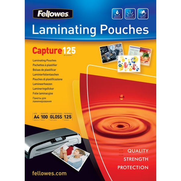 Fellowes Glossy Pouches 75 x 105mm 100 pcs. 125 mµ laminator pouch