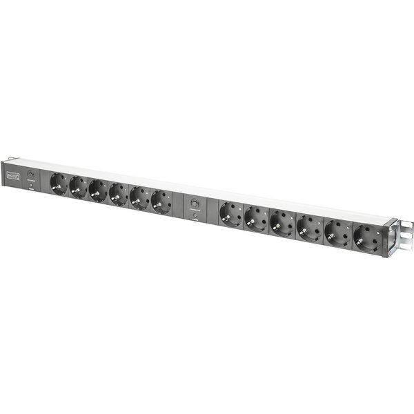 Digitus aluminum outlet strip with overload protection. 12 safety outl