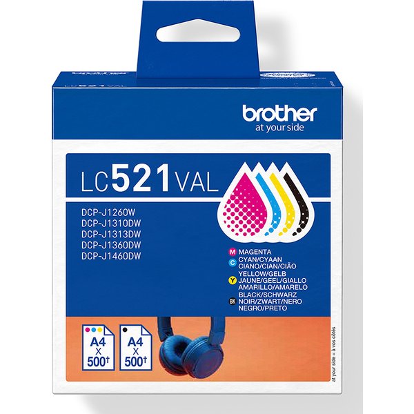 Brother LC-521VAL Ink cartridge multi pack Bk.C.M.Y. 4x500 pages ISO/I