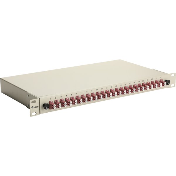 Equip 24-Port Fiber Optic Splice Box. LC Duplex. OM4. 1U. Equipped. Gr