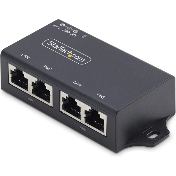StarTech.com 2-Port Gigabit Midspan PoE+ Injector. 10/100/1000Mbps. Po