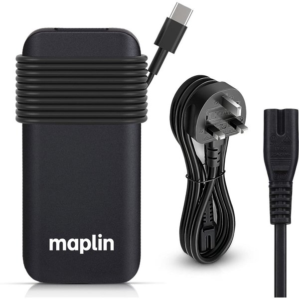 Maplin 112W USB-C Laptop Charger Power Supply with 1x USB-A 2.4A PD Po