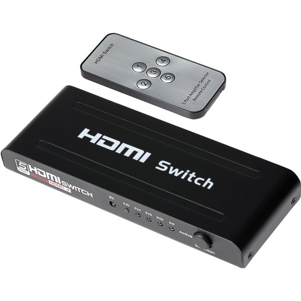 Maplin HDMI Switch 5 Ports In 1 Port Out Ultra HD 4K@30Hz with Remote