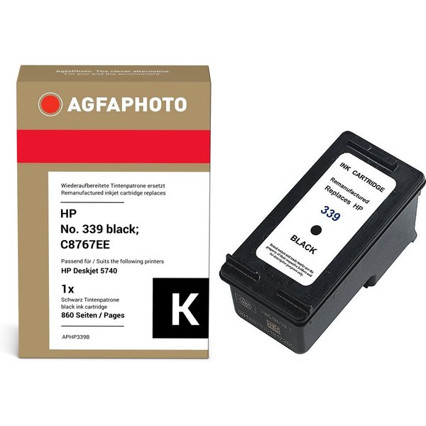 AgfaPhoto Compatible Ink Cartridge. Black. Replacement for HP No. 339