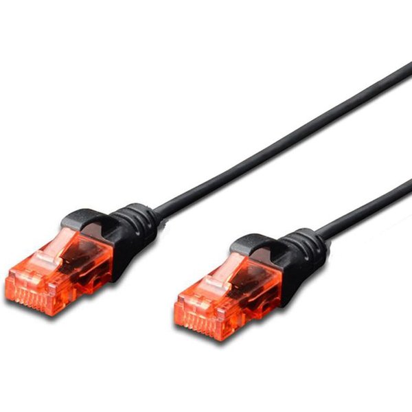 FDL SLIM 2M CAT.6 UTP LSZH PATCH CABLE - BLACK (SNAGPROOF)