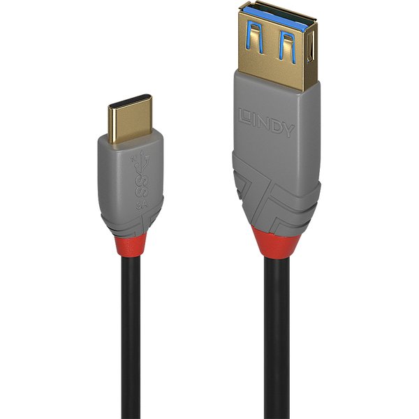 Lindy 0.15m USB 3.2 Type C to A Adapter Cable. 10Gbps. Anthra Line