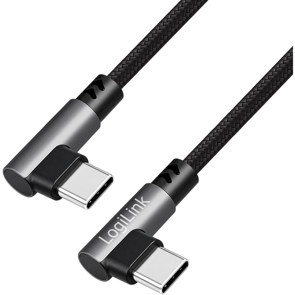 LogiLink USB 2.0 Type-C cable. C/M 90 to C/M 90 . 480 Mbps. 100W.meta