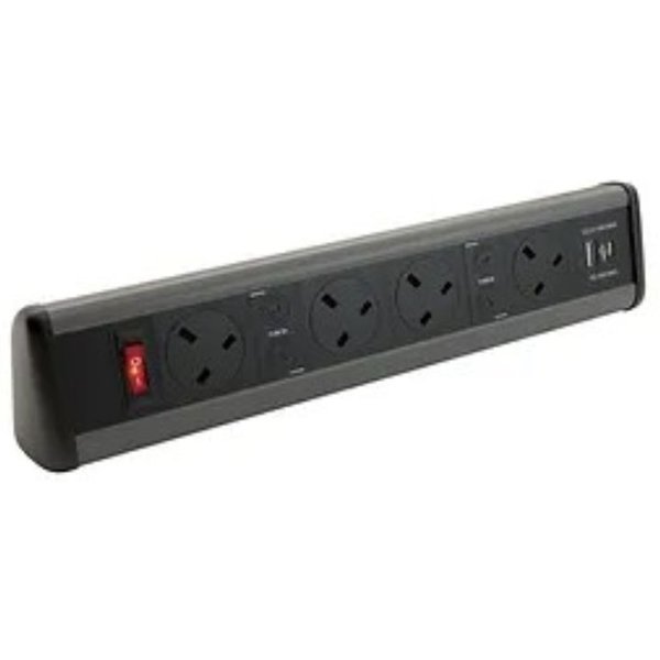 POWERDATA P-PACK DESK BLACK 4X POWER - USB A & C - MS