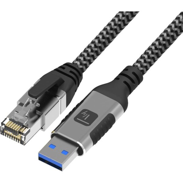 Techly ICOC U3A-RJ45-075 networking cable Silver. Black 7.5 m Cat6 F/U