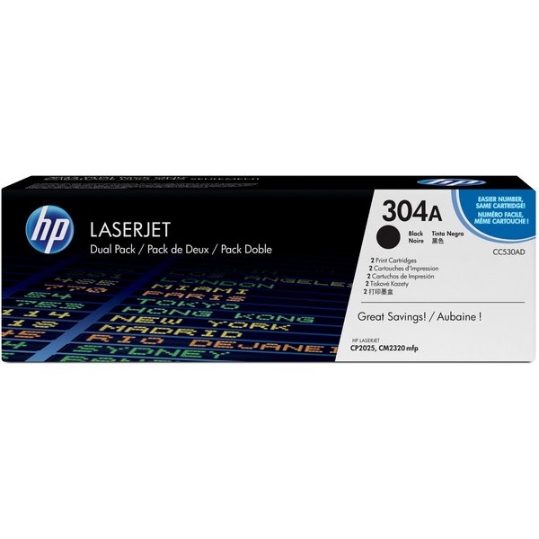 HP CC530AD/304A Toner cartridge black twin pack. 2x3.5K pages/5% Pack=