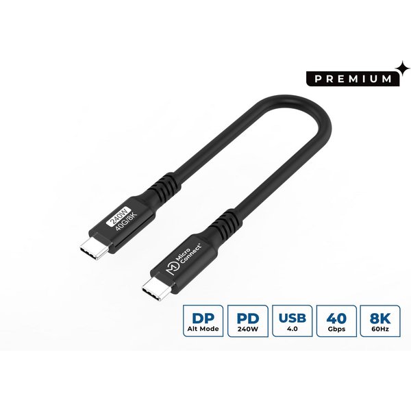 Microconnect USB4CC015-240W USB cable USB4 Gen 3x2 0.15 m USB C Black
