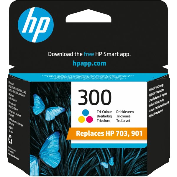 HP 300 Tri-Colour Original Ink Cartridge with Vivera Ink (CC643EE)