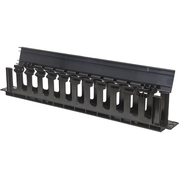 Intellinet 19" Cable Management Panel 19" Rackmount Cable Manager 1U with Cover Black