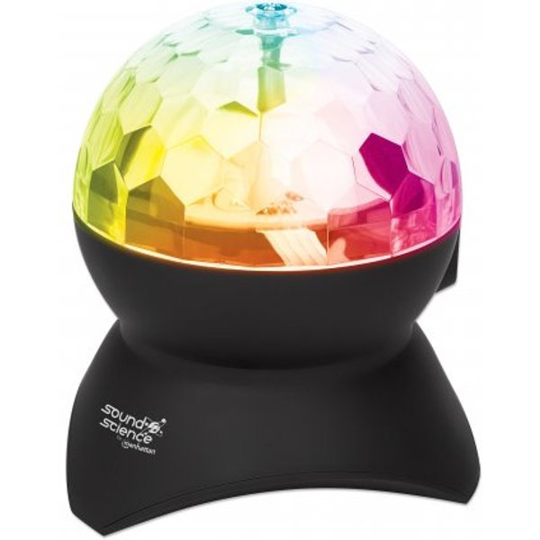 Manhattan Sound Science Disco Light Ball Bluetooth Speaker, FM Radio, Decent Sound Output (3W), 8 hour Playback time, Integrated Controls, Range 10m, microSD card reader, Aux 3.5mm, USB-A charging cable incl, Bluetooth 5.0, 3 Years Warranty