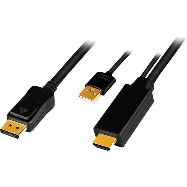 LogiLink CH0091 video cable adapter 2 m HDMI + USB Type-A DisplayPort