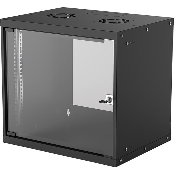 Intellinet 19" Network Cabinet - Wall Mount (Basic) 9U 400mm Deep Black Flatpack Max 50kg Usable Depth 340mm Glass Door Rack Parts for wall installation (eg screws and rawl plugs) not included