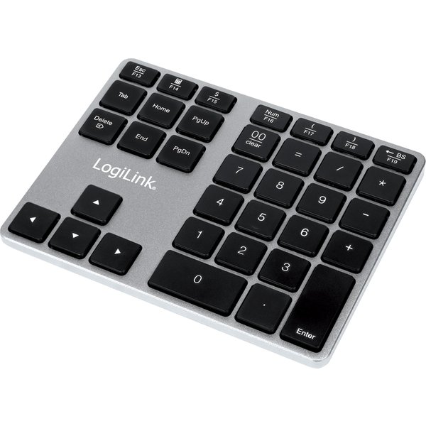 LogiLink ID0187 numeric keypad Universal Bluetooth Aluminium. Black