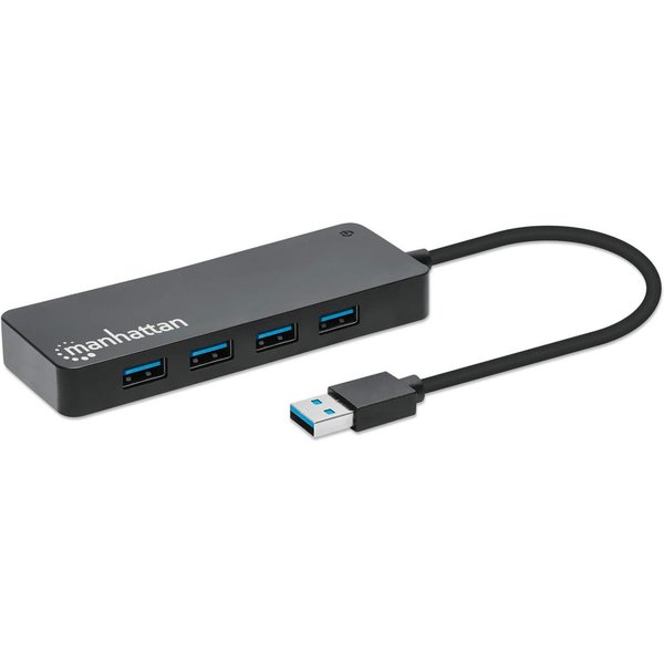 Manhattan USB-A Dock/Hub, Ports (x7): USB-A (x7), 5 Gbps (USB 3.2 Gen1 aka USB 3.0), External Power Supply Not Needed, Cable 15cm, SuperSpeed USB, Black, Three Year Warranty