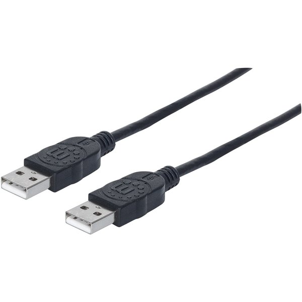 Manhattan USB-A to USB-A Cable, 1m, Male to Male, 480 Mbps (USB 2.0), Hi-Speed USB, Black, Lifetime Warranty, equivalent to USB2AA1M.