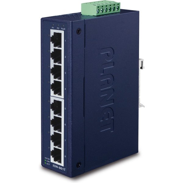 PLANET ISW-801T network switch Unmanaged L2 Fast Ethernet (10/100) Blu