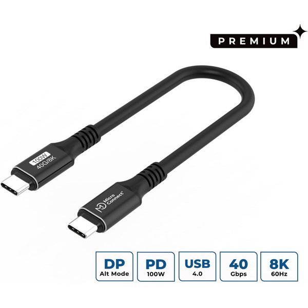 Microconnect USB4CC015 USB cable USB4 Gen 3x2 0.15 m USB C 100 W Black