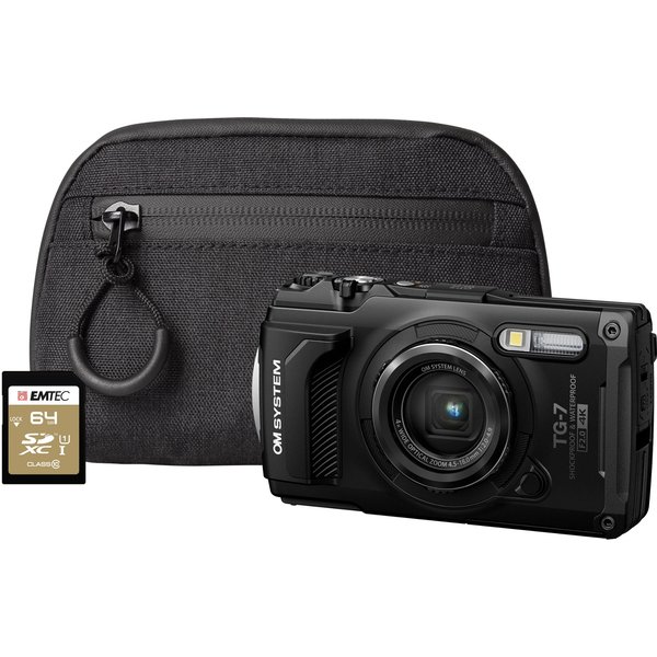OM Digital Solutions TG-7 12MP 4x Zoom Tough Compact Camera with 64GB