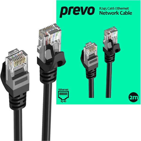 PREVO CAT6-BLK-2M networking cable Black