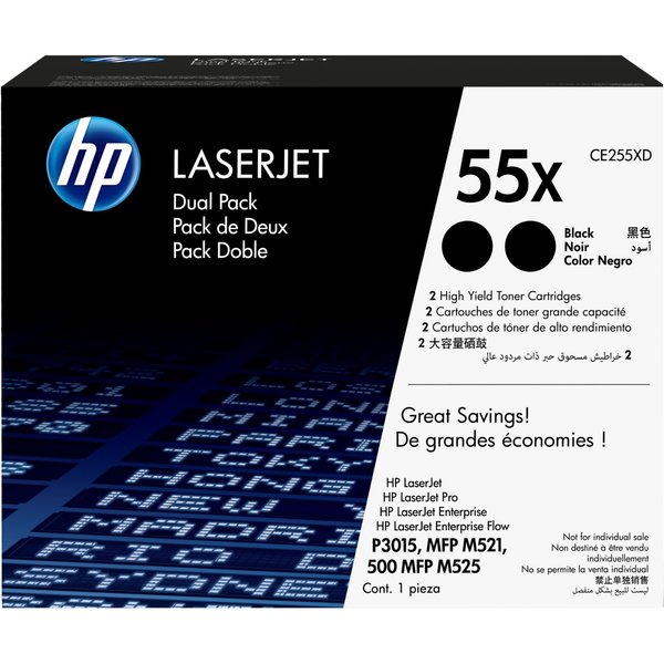 HP CE255XD/55X Toner cartridge black high-capacity twin pack. 2x12.5K