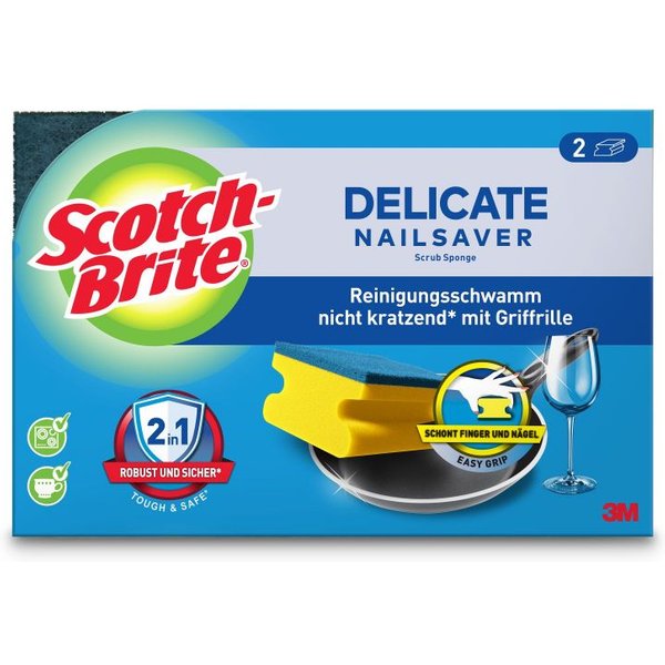 Scotch-Brite Pack of 2 Delicate Nail Saver Scrub Sponge