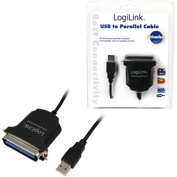 LogiLink AU0003C parallel cable Black 1.5 m