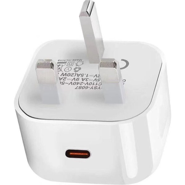 eSTUFF Home Charger USB-C PD 3A 20W. UK Plug - White
