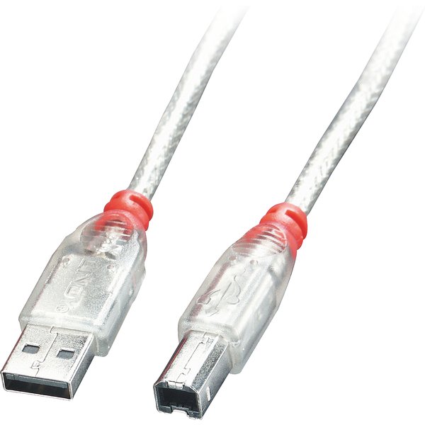 Lindy 3m USB 2.0 Cable - Type A To B. Transparent