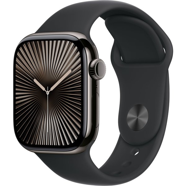 Apple Watch Series 10 GPS + Cellular 42mm Slate Titanium Case with Bla